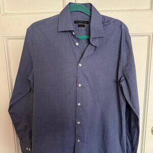 John Varvatos Dress Shirt Men 15.5 Blue Cotton Button Slim-Fit Long Sleeve